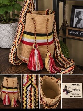 Handmade Wayuu Mochila Crossbody Bag – Artisan Colombian Shoulder Bag
